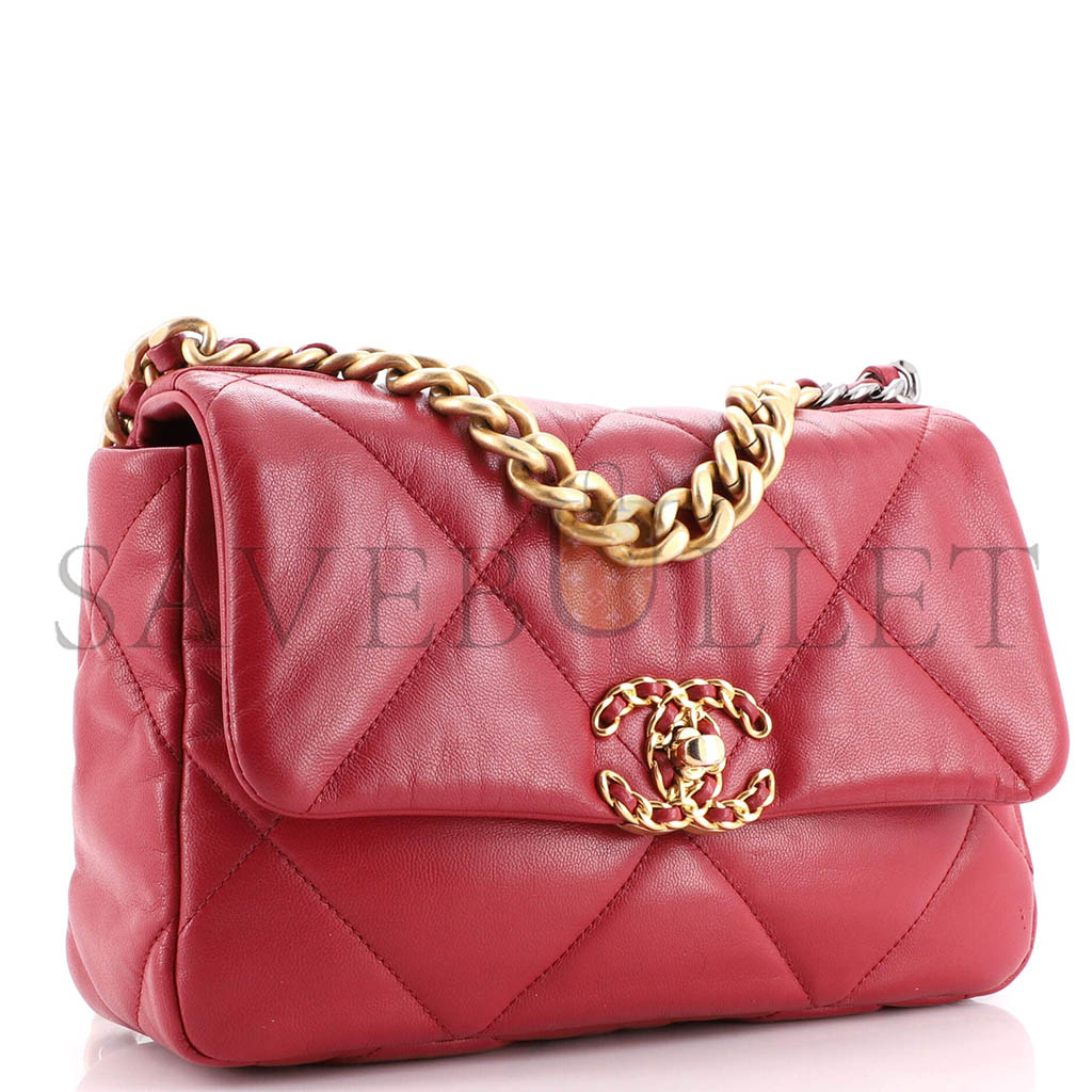 CHANEL 19 FLAP BAG QUILTED LEATHER AS1160 (26*16*9cm)